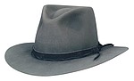 142 Drover style smoke color hat with Black LBR #15 with a twist hatband