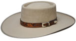 380 NEVADA GAMBLER sahara hat with MJ 1/2" Hand Tooled Leather w/Sk SS Longhorn Concho hatband