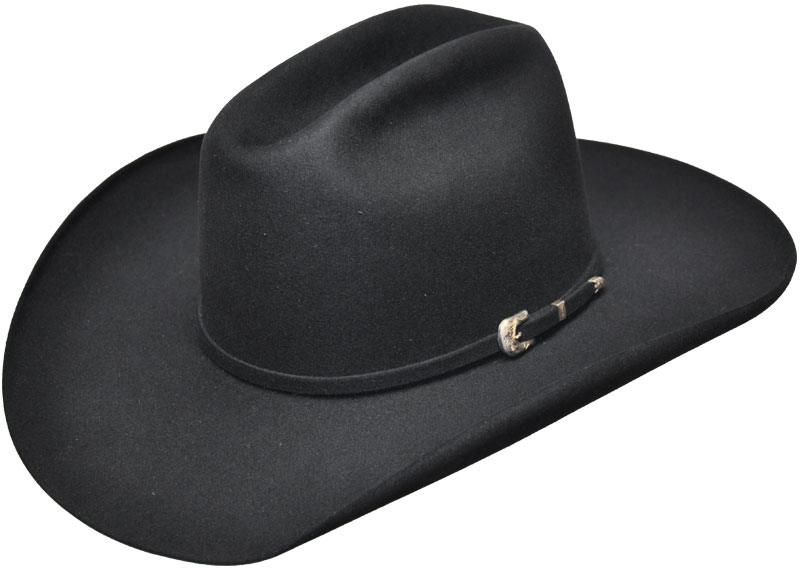 129 Cattlemand black hat with selfband