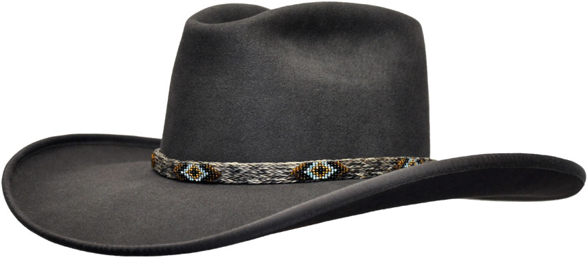 159 SANGRAY charcoal color HAT with AA Grey HH/Beaded 49 hatband