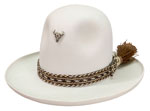 1 Charles M. Russell style bone color hat with AA-HH07TT-5 brown/black/cream hatband and stear skull hatpin