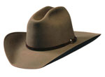 110 Cattleman style natural beaver hat with brown Toole leather