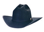 113 Cattleman style black hat with matching ribbon and silver buckle hatband