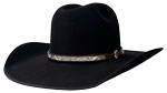 115 Cattleman black color hat with SK brown leather Montie Montana hatband and silver buckle set