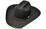 120 Cattleman style black hat with tooled leather with SS buckle set