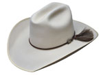 121 Cattleman style bone color hat with brown hatband with KH West loop with sterling silver concho