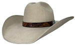 121F CATTLEMAN with 3 tone leather hatband with Roped Bezel Kingman Turquoise