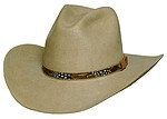 128 Back Country style sahara color hat with RA 172 Sahara leather and pheasant feather hatband