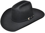 129 Cattleman style black hat and selfband and SS Buckle set