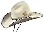 152 Lady Bronc Rider style bone color hat with ribbon hatband