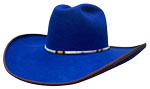 157 Sangray style cobalt color hat with single quill white porcupine hatband