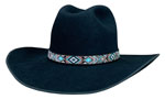 161 Windrider style black hat with L.L. Beaded turquoise/copper diamond hatband