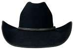 161 Cattleman black hat with VD black braided rawhide hatband