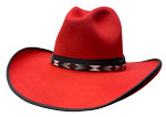 163 Quigley II style red had with MF DH101 turquoise/red beading hatband