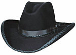 167 Santa Fe Special style black hat with SFS black braided leather hatband