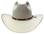 176 Windrider style bone color hat with 3/8” sterling diamonds w/3D center on leather hatband