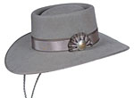 181 Bandera style Natural Beaver color hat Rosette bow (Briar/Ground Grey) side concho hatband