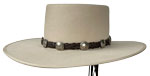 182 BANDERA bone color hat with black hatband with buffalo head nickles and leather tail