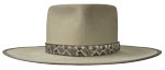 192 Pinched Telescope sand color hat with snakeskin hatband and custom square concho