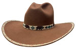 193 Quigley II style rust color hat with LL Beaded buffalo braided hatband
