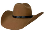 202 LONG NARROW CATTLEMAN Camel color hat with Matte Croc brown hatband and SK Square Concho