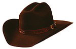 204 Cattleman style brown hat with tooled leather hatband