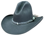 210 Drifter - as worn by Tom Mix in 1929 4x6 - style charcoal color hat with AA Cream/Grey mane hair, sinew knots hatband