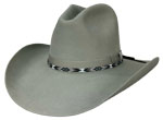 214 ROCKING BAR Willow color hat with beaded grey and black hatband