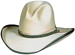 22 Gus style bone color hat with RA 130 Grey studded leather hatband, horsehair tail
