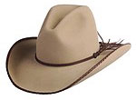 221 Rocking Bar style sahara color hat with Kangaroo Western Loop chocolate brown hatband
