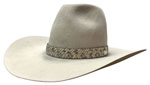 24 The Shootist style silverbelly color hat with rattlesnake hatband with 1" silver concho