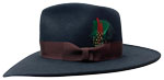285 Diamond Fedora style black had with maroon hatband and feather