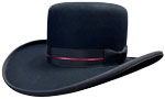 305 Preacher style black color hat with black and thin red ribbon hatband