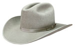327F Sloped Cattleman style natural colored hat with matching ribbon
