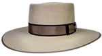 329 TELESCOPE 20X Sahara color hat with Black and Commando ribbon hatband with double bow and custom concho