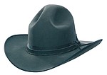 48 Brushbuster style charcoal hat with Black LBR #15 - 1/2" with a twist hatband