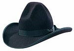 49 Six Shooter style black hat with charcoal grey ribbon