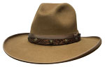 52 Gus Gunfighter style whiskey color hat with SK brown tooled leather w/ JB rose concho hatband