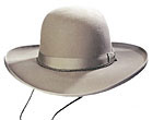 59 Gunfighter style sahara color hat with Combo horsehair hatband/WS through eyelets (brown/white)