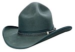 67 Teton style charcoal color hat with 5-wide horsehair(black/grey/white) w/ white side knots hatband