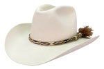 98 RCA (tall & square) style bone hat with HHT-02-3 double hitched horse hair hatband