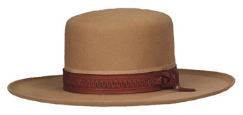 BOSS OF THE RANGE camel color hat with leather hatband