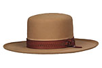 Boss of the Range style camel color hat with leather hatband