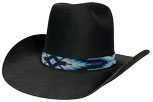Dale style black hat with Blue, Black and White Beaded hatband