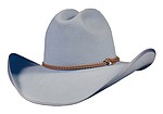 TM4 Cattleman style Chambray Blue color hat with Cork Western Loop hatband with elkhorn tips