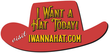 red hat with type: I want a hat today! visit iwannahat.com